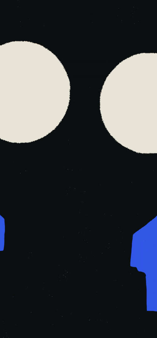 A silhouette of Ken Takakura (Okarun) from Dandadan against a solid blue background. UmiDigi Umidigi X high definition wallpaper