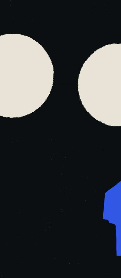 A silhouette of Ken Takakura (Okarun) from Dandadan against a solid blue background. Xiaomi Redmi 14C 5G cell phone backgrounds free