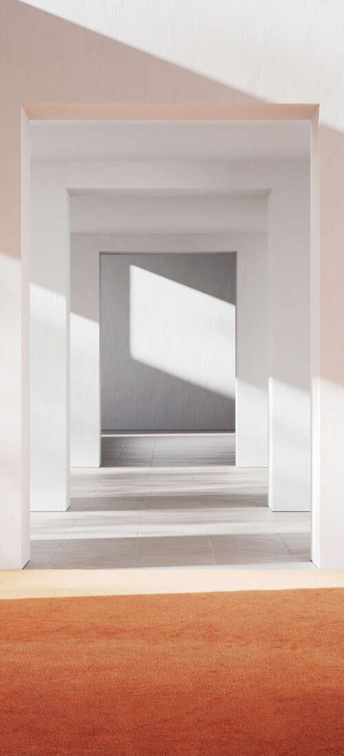 A bright and airy minimalist room with contemporary furniture and smooth, modern... Oppo Find X9 lock screen wallpaper