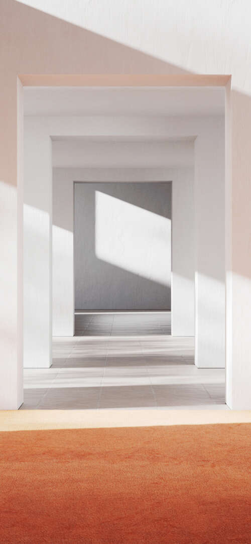 A bright and airy minimalist room with contemporary furniture and smooth, modern... Xiaomi Redmi 15 4G wallpaper