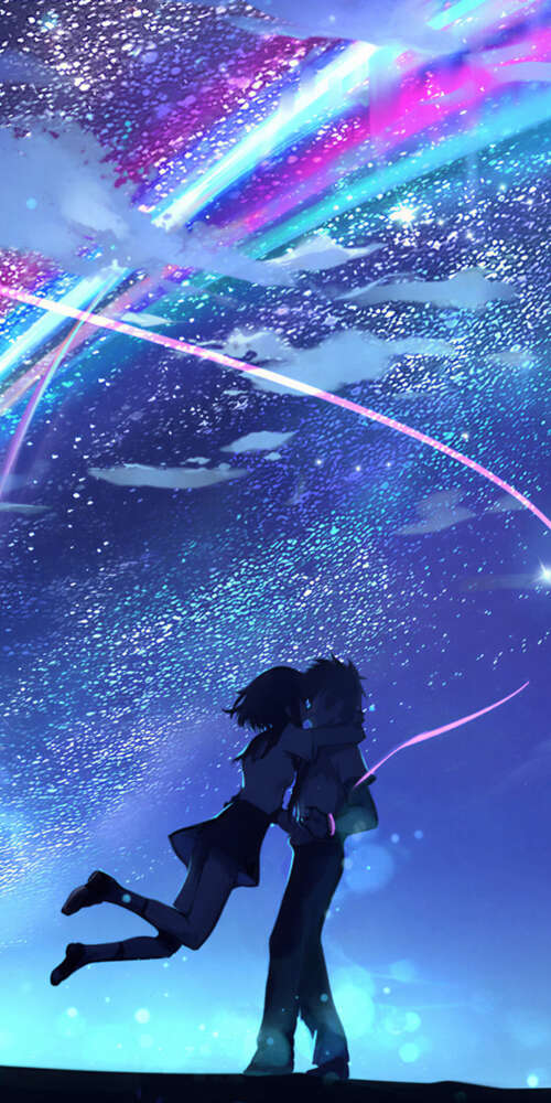 Taki Tachibana and Mitsuha Miyamizu from Your Name gazing at the Comet Tiamat in... Ulefone Rugking 2 Pro free background