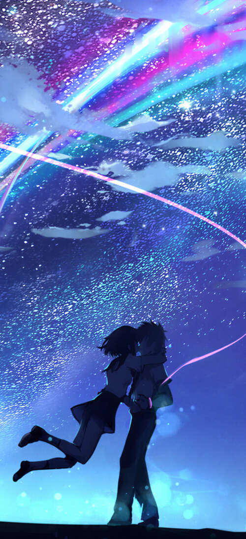 Taki Tachibana and Mitsuha Miyamizu from Your Name gazing at the Comet Tiamat in... realme GT 7T wallpaper
