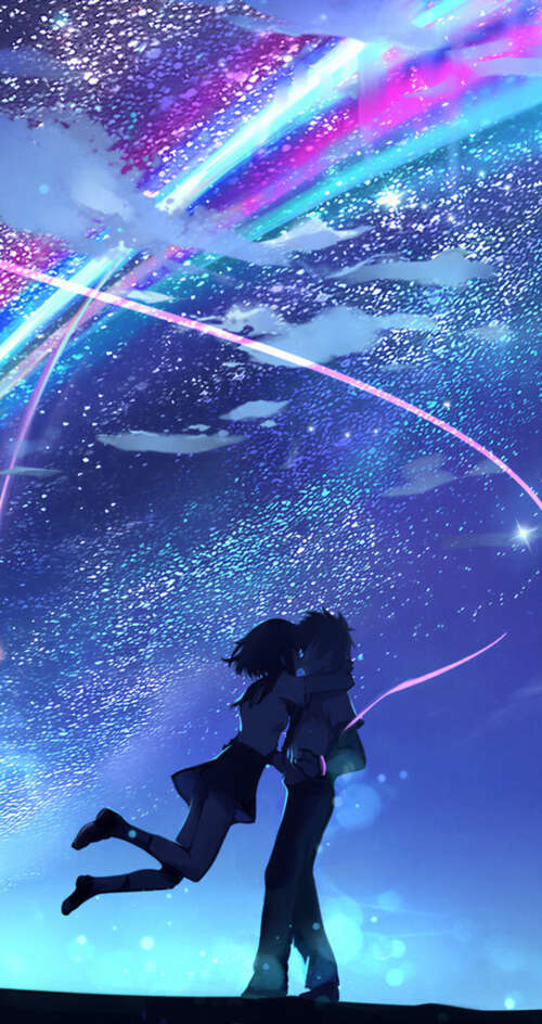 Taki Tachibana and Mitsuha Miyamizu from Your Name gazing at the Comet Tiamat in... Sharp Aquos C10 pictures for wallpaper