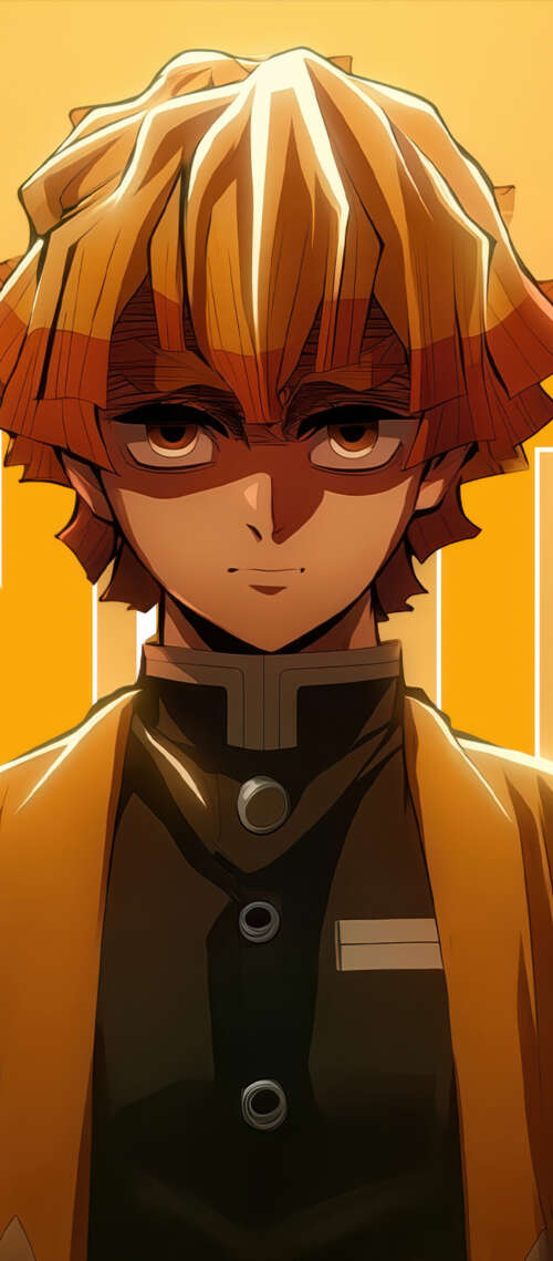 Zenitsu Agatsuma from Demon Slayer: Kimetsu no Yaiba in a yellow aesthetic character... wallpapers for android