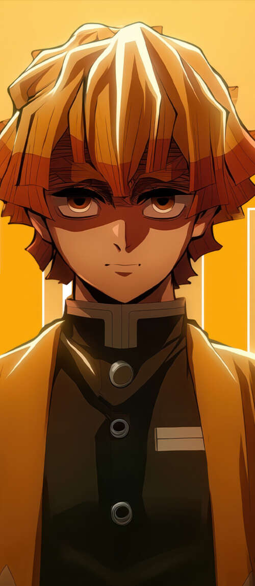 Zenitsu Agatsuma from Demon Slayer: Kimetsu no Yaiba in a yellow aesthetic character... Xiaomi Redmi 14C 5G wallpaper images
