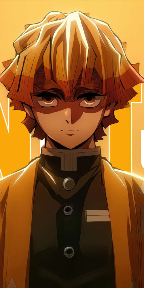 Zenitsu Agatsuma from Demon Slayer: Kimetsu no Yaiba in a yellow aesthetic character... Ulefone Rugking 2 Pro mobile wallpaper