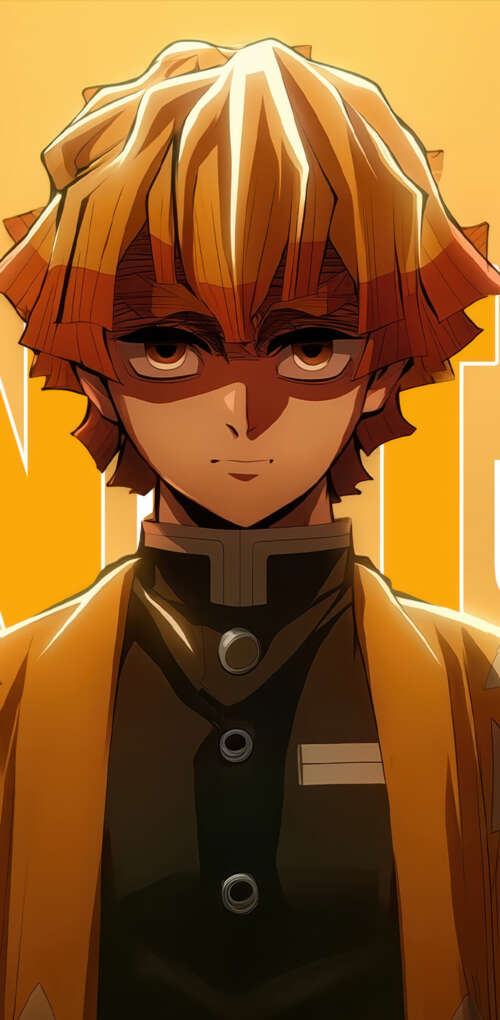 Zenitsu Agatsuma from Demon Slayer: Kimetsu no Yaiba in a yellow aesthetic character... Huawei Mate 30 Pro wallpapers for android