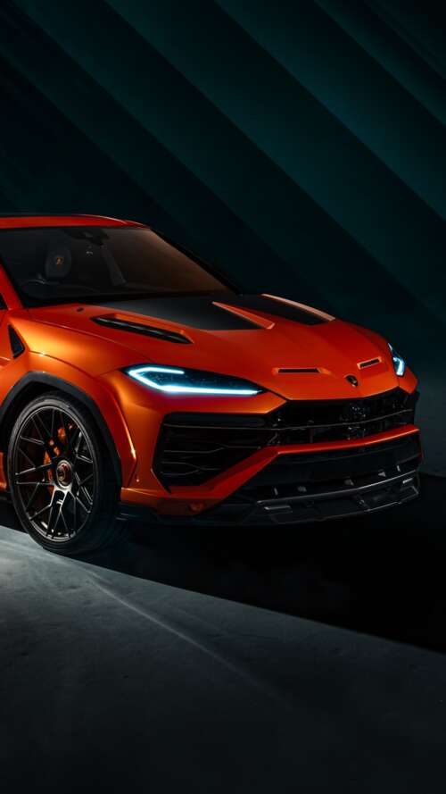 The 2026 Lamborghini Urus SE parked in a dark, cinematic urban environment with dramatic... Apple iPhone SE 2022 wallpaper photo gallery download