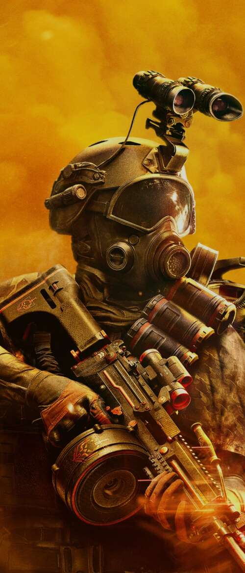 A tactical soldier in advanced combat armor amidst a destroyed city, representing... nubia Flip 3 high definition wallpaper