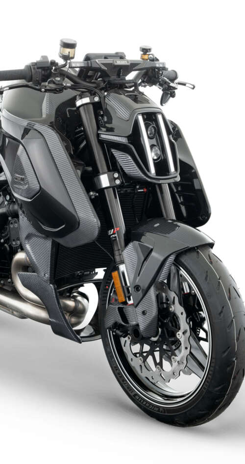 A studio shot of the 2026 Brabus 1400 R Signature Edition, a luxury naked motorcycle... Sharp Aquos C10 mobile wallpaper