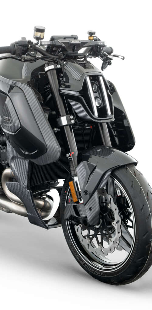 A studio shot of the 2026 Brabus 1400 R Signature Edition, a luxury naked motorcycle... Huawei Mate 30 Pro mobile wallpaper