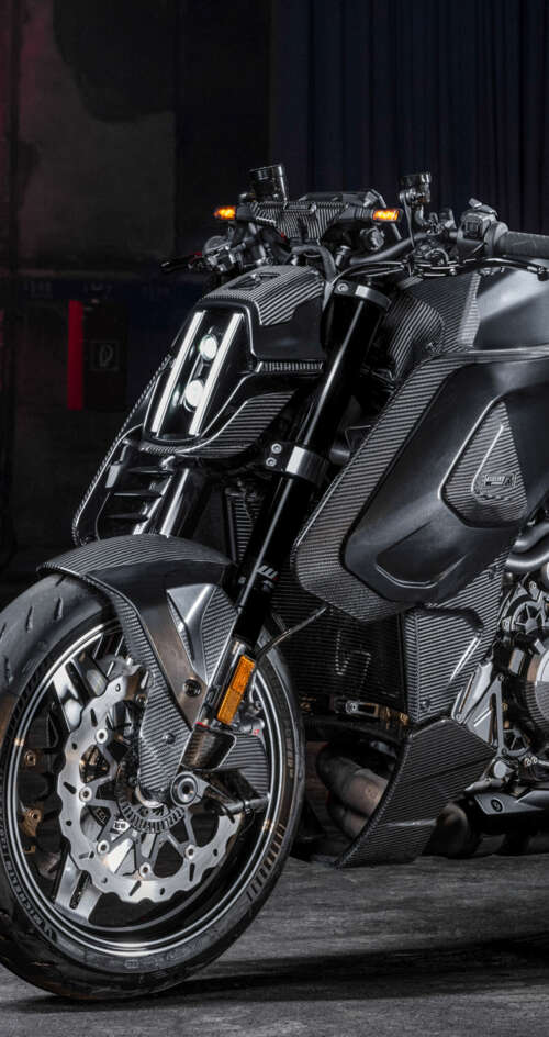 A futuristic Brabus 1400 R Signature Edition motorcycle featuring extensive carbon... Sharp Aquos C10 hd background
