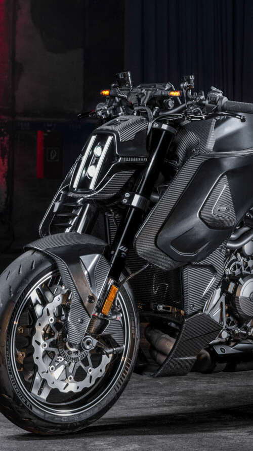 A futuristic Brabus 1400 R Signature Edition motorcycle featuring extensive carbon... Apple iPhone SE 2022 wallpapers for android