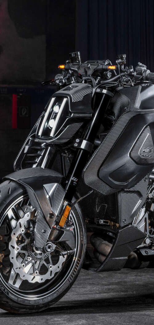 A futuristic Brabus 1400 R Signature Edition motorcycle featuring extensive carbon... Oppo A6k 5G free background images