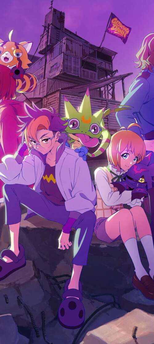 Official anime poster for Digimon Beatbreak Season 1 featuring characters standing... Motorola Moto G56 5G wallpaper photo gallery download