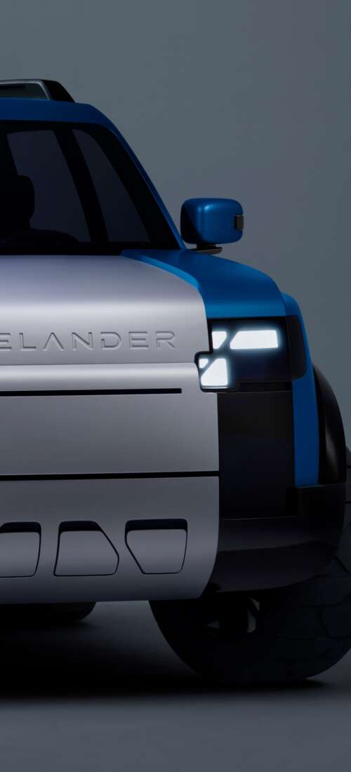 A high-resolution, close-up view of a futuristic electric SUV with aerodynamic lines... Honor X70