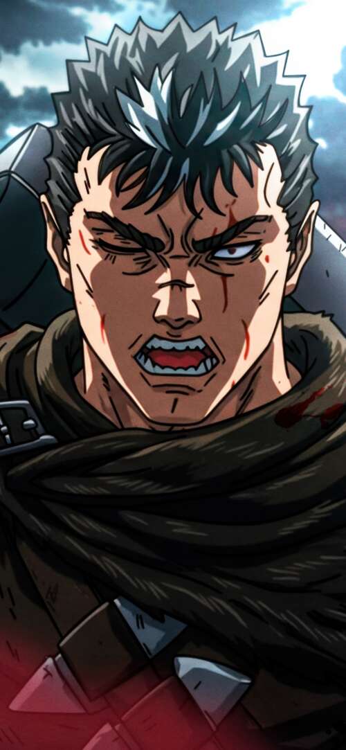Guts from the Berserk manga wielding the massive Dragon Slayer sword during an intense... Xiaomi Redmi 15 4G mobile wallpaper