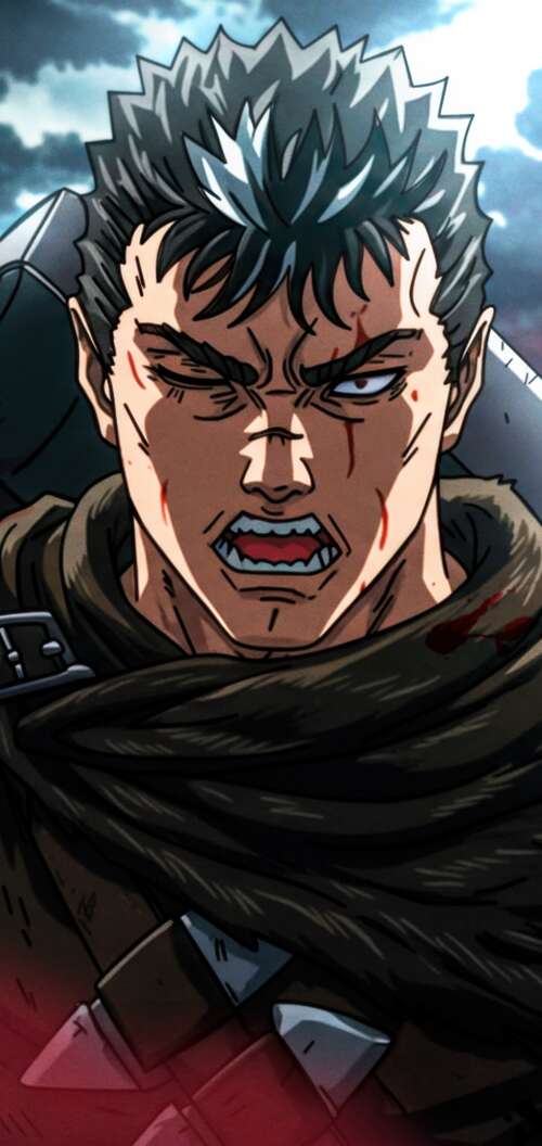 Guts from the Berserk manga wielding the massive Dragon Slayer sword during an intense... Oppo A6k 4G download free wallpaper for phone