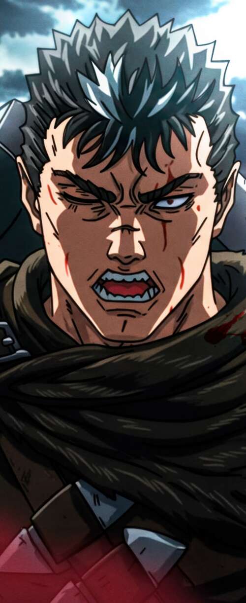Guts from the Berserk manga wielding the massive Dragon Slayer sword during an intense... Samsung Galaxy Z Flip7 FE cell phone backgrounds free