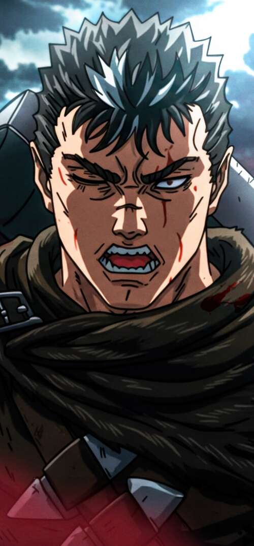 Guts from the Berserk manga wielding the massive Dragon Slayer sword during an intense... UmiDigi Umidigi X hand phone wallpaper
