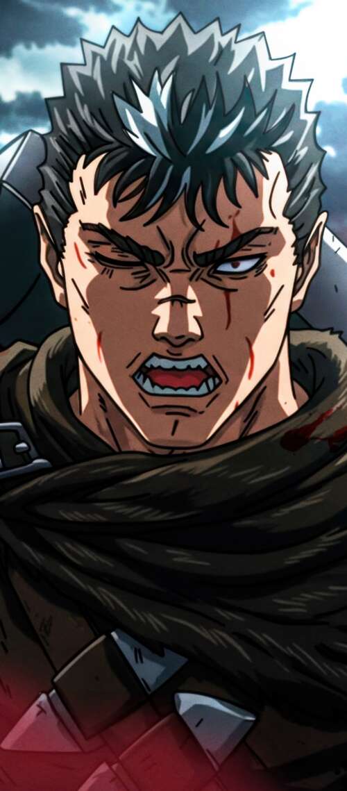 Guts from the Berserk manga wielding the massive Dragon Slayer sword during an intense... Blackview XPLORE X1 hand phone wallpaper