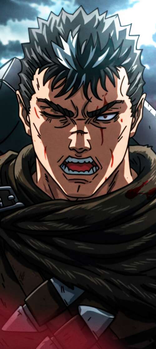Guts from the Berserk manga wielding the massive Dragon Slayer sword during an intense... itel CITY 100 download free wallpaper for phone