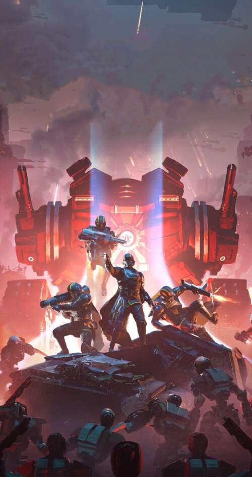 A Helldiver from Helldivers 2 standing in a dramatic combat setting wearing signature... Sharp Aquos C10 wallpaper download