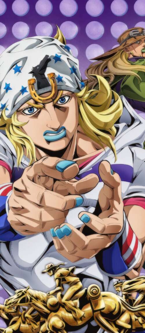 Johnny Joestar and Gyro Zeppeli from JoJo's Bizarre Adventure: Steel Ball Run lock screen wallpaper