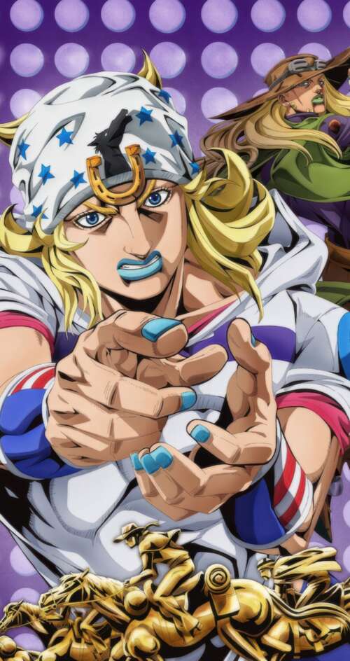 Johnny Joestar and Gyro Zeppeli from JoJo's Bizarre Adventure: Steel Ball Run Sharp Aquos C10 lock screen wallpaper