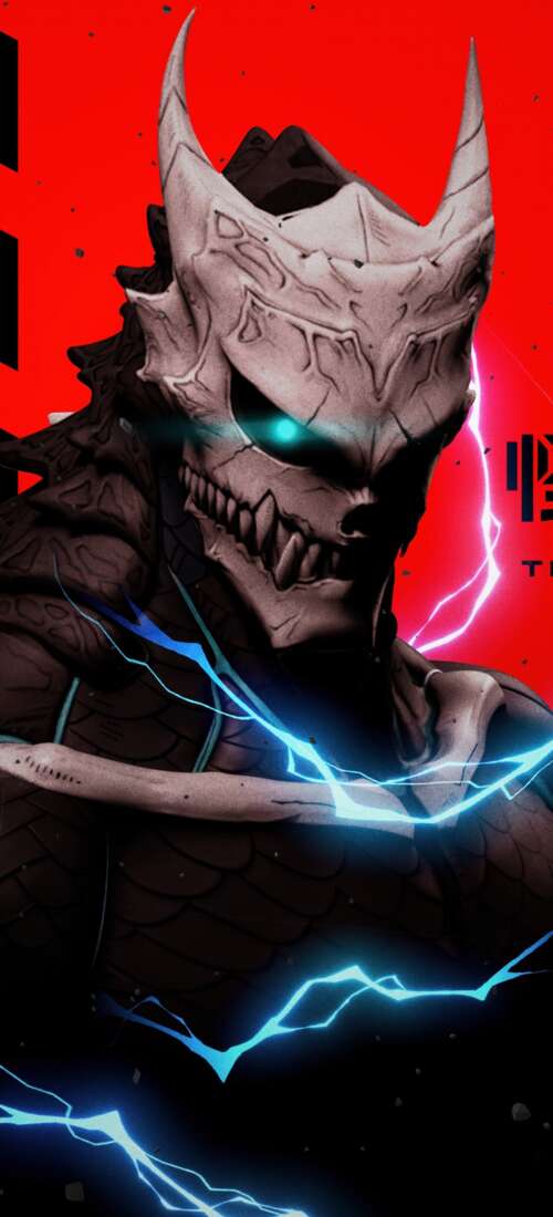 Cinematic 8K digital art of Kaiju No. 8 from the anime Kaiju No. 8 against a vibrant... Honor X70 free background images