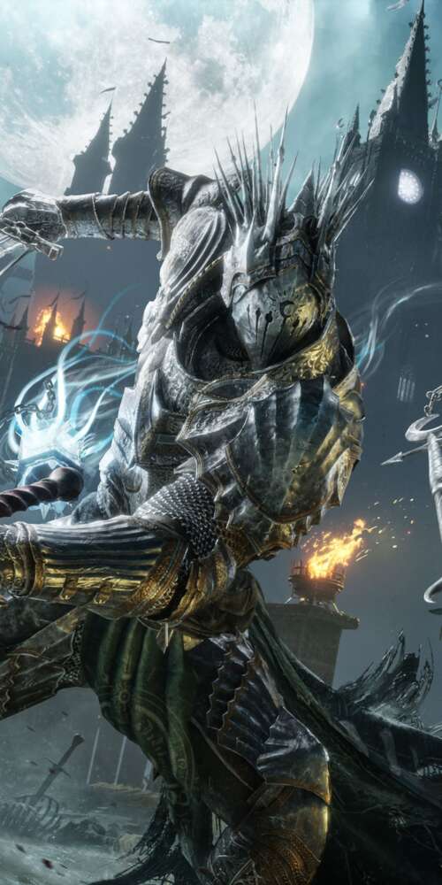 A battle-hardened knight in heavy armor performing a strike during combat in Lords... Ulefone Rugking 2 Pro background images hd