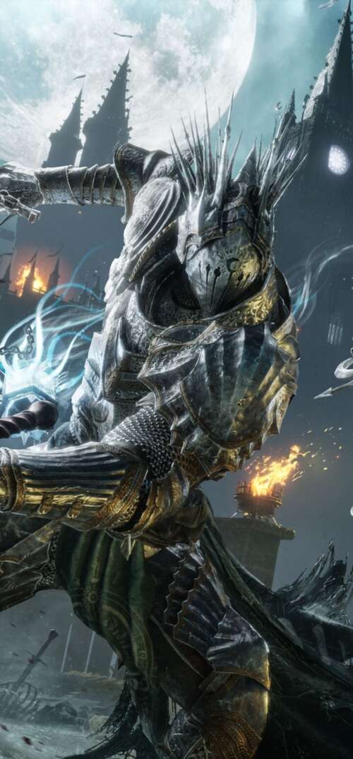 A battle-hardened knight in heavy armor performing a strike during combat in Lords... UmiDigi Umidigi X wallpaper images
