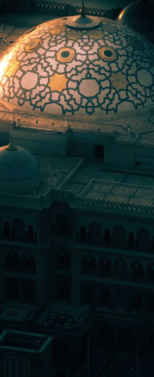 Dark aesthetic night view of the Sheikh Zayed Grand Mosque in Abu Dhabi, UAE, showing... Samsung Galaxy Z Flip7 FE download free phone wallpaper