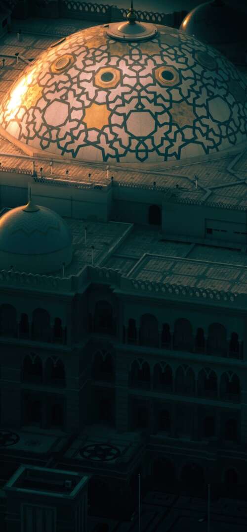Dark aesthetic night view of the Sheikh Zayed Grand Mosque in Abu Dhabi, UAE, showing... UmiDigi Umidigi X free background images