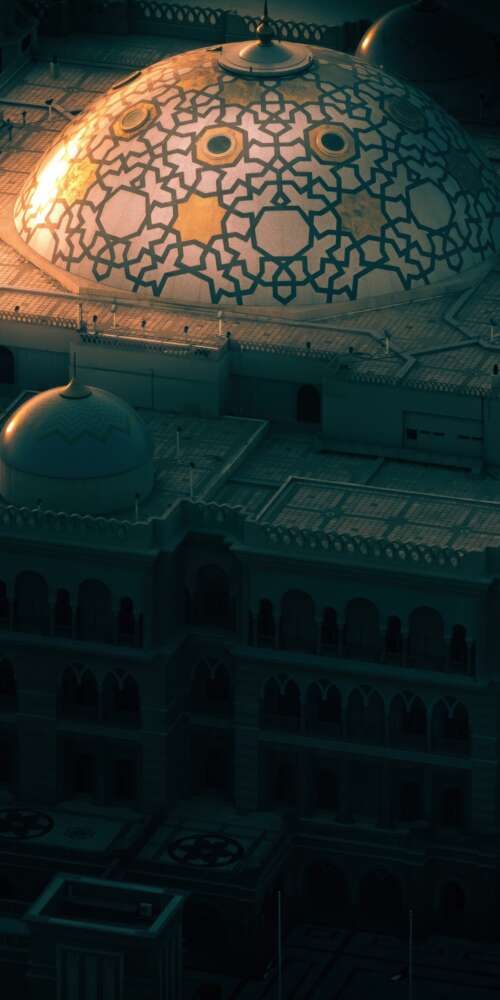 Dark aesthetic night view of the Sheikh Zayed Grand Mosque in Abu Dhabi, UAE, showing... Ulefone Rugking 2 Pro hd background