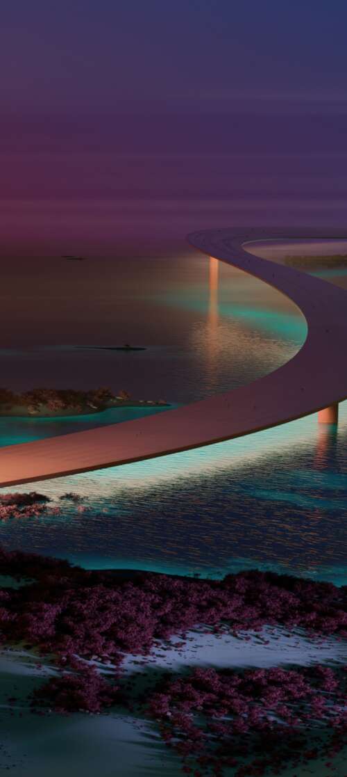A modern, aesthetically pleasing bridge at night with surreal lighting and contemporary... Infinix Smart 10 wallpaper images