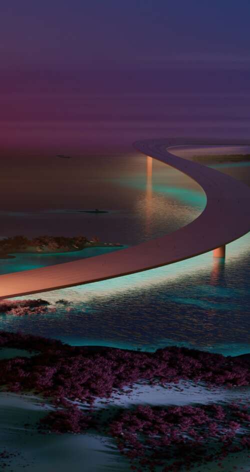 A modern, aesthetically pleasing bridge at night with surreal lighting and contemporary... Sharp Aquos C10 background images hd