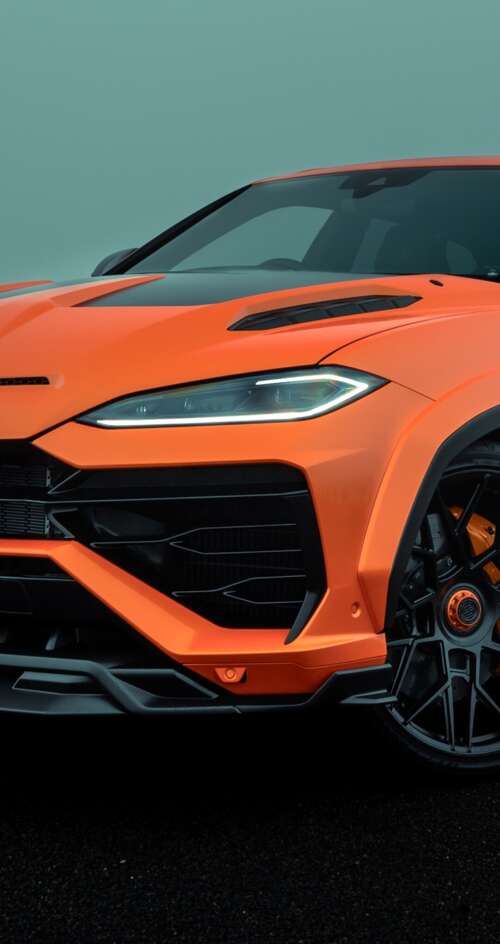 A high-resolution photograph of a Lamborghini Urus SE parked on a city street with... Sharp Aquos C10 wallpaper photo gallery download