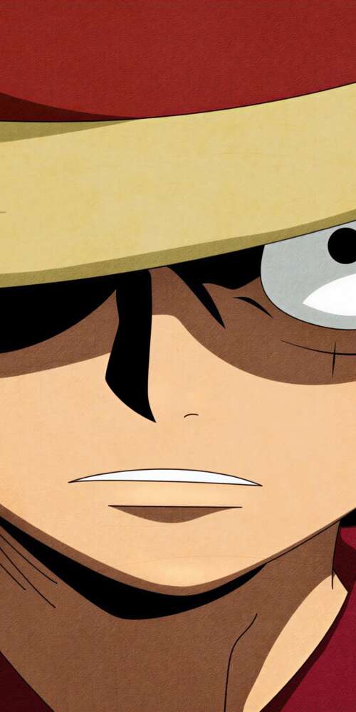 A close-up, intense depiction of Monkey D. Luffy from One Piece with a focused expression. Ulefone Rugking 2 Pro cell phone backgrounds free