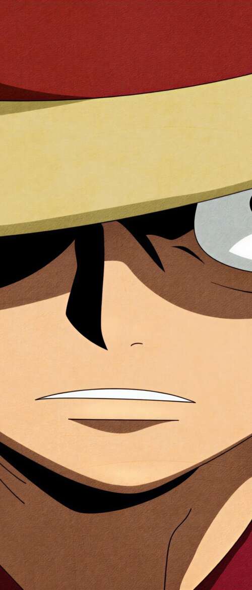 A close-up, intense depiction of Monkey D. Luffy from One Piece with a focused expression. nubia Flip 3 hd background
