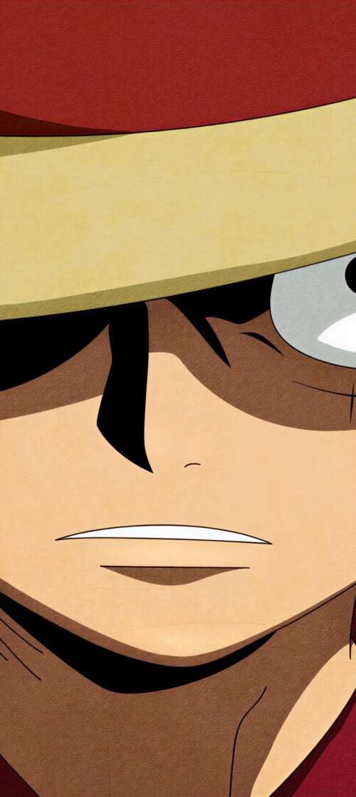 A close-up, intense depiction of Monkey D. Luffy from One Piece with a focused expression. Xiaomi Redmi Note 14S cell phone backgrounds free