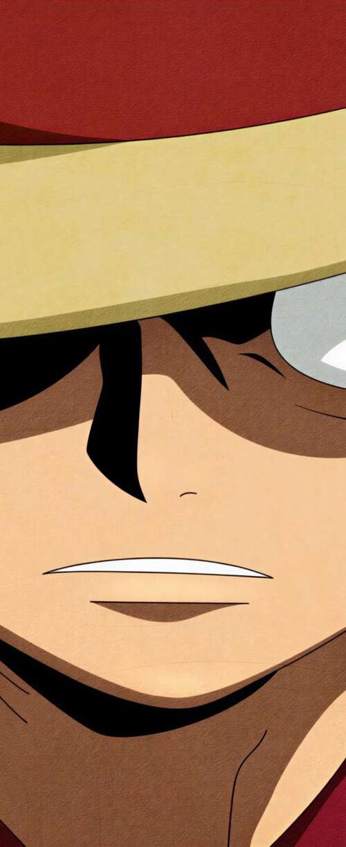 A close-up, intense depiction of Monkey D. Luffy from One Piece with a focused expression. Samsung Galaxy Z Flip7 FE wallpaper