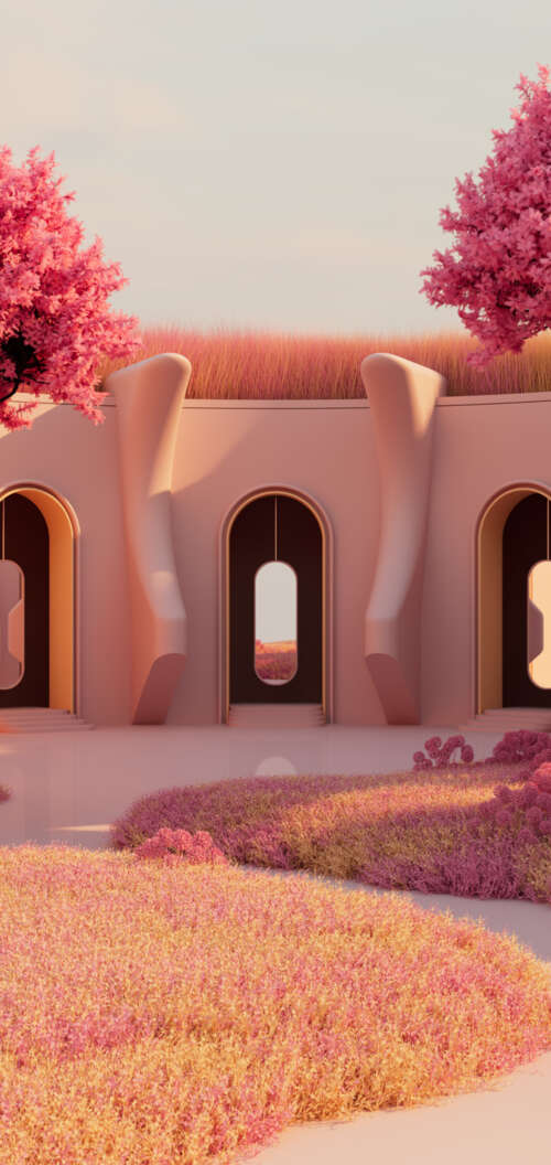 A futuristic, surreal landscape featuring an Etherean Wanderer amidst floating islands... Oppo A6k 4G