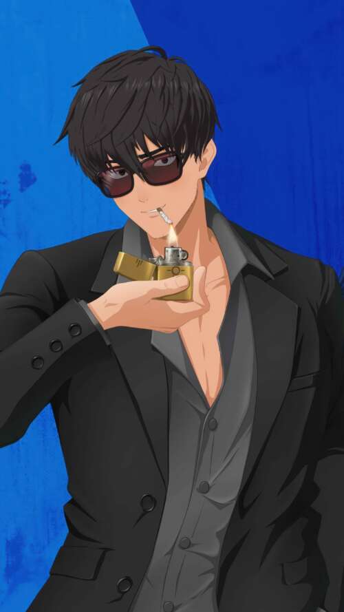 Nicholas D. Wolfwood from Trigun Stargaze against a vibrant blue background Apple iPhone SE 2022 download free phone wallpaper