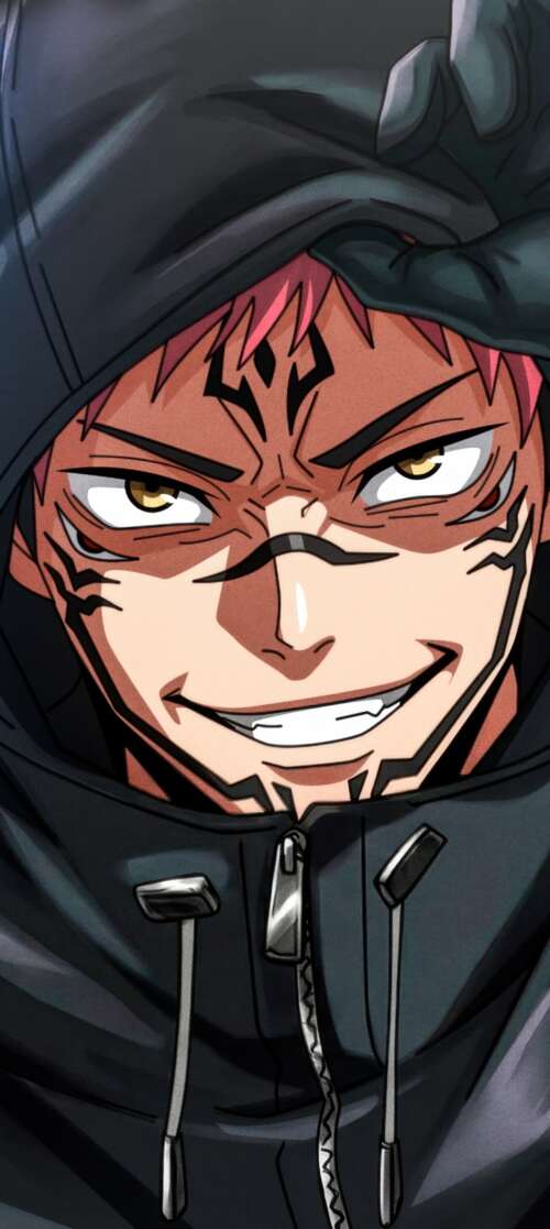Ryomen Sukuna from Jujutsu Kaisen wearing a stylish hoodie featuring his signature... Motorola Moto G56 5G wallpaper images