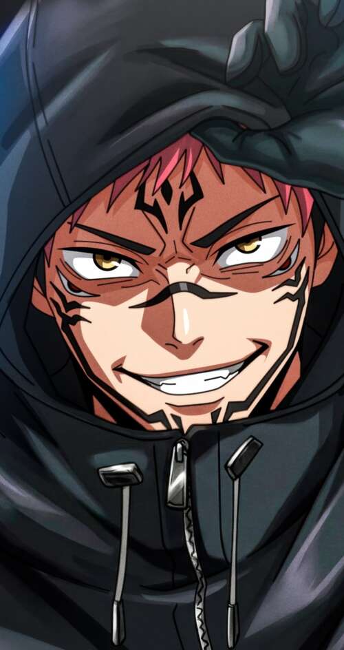 Ryomen Sukuna from Jujutsu Kaisen wearing a stylish hoodie featuring his signature... Sharp Aquos C10 wallpaper images