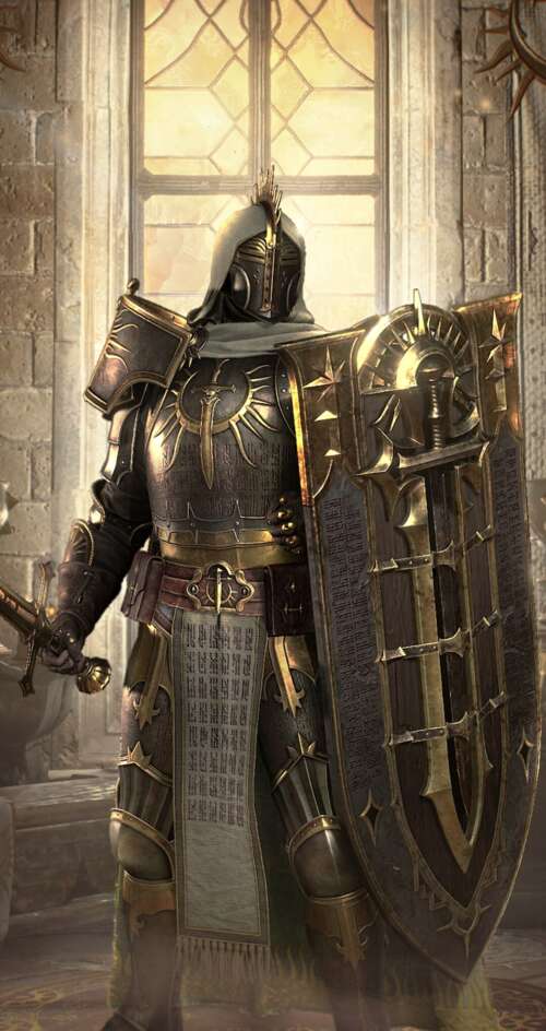 A dark fantasy warrior standing amidst a ruined, gothic landscape inspired by the... Sharp Aquos C10 wallpaper download