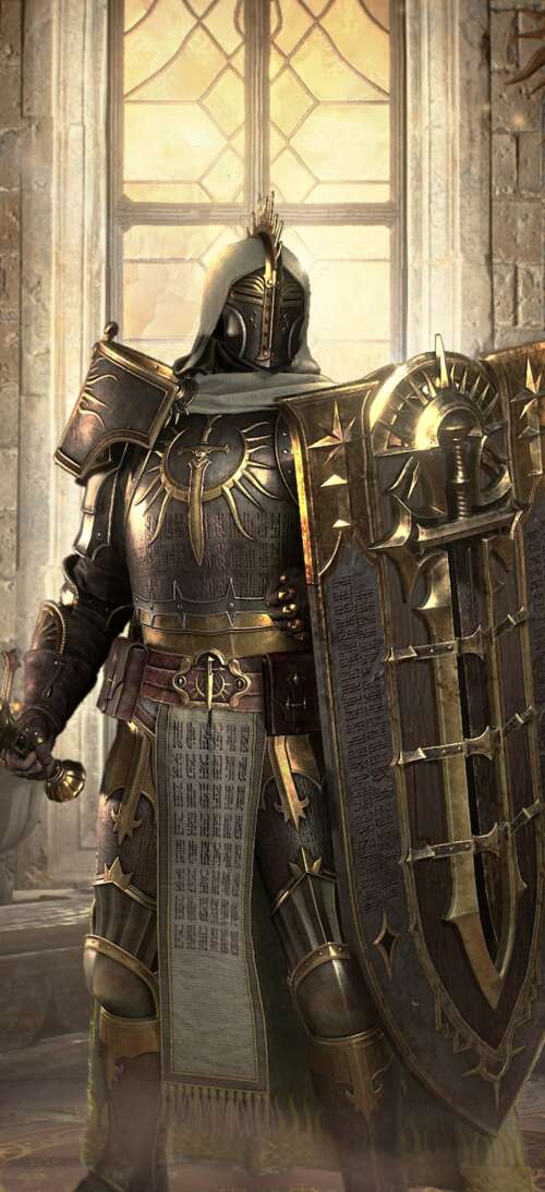 A dark fantasy warrior standing amidst a ruined, gothic landscape inspired by the... realme 15 5G wallpapers for android