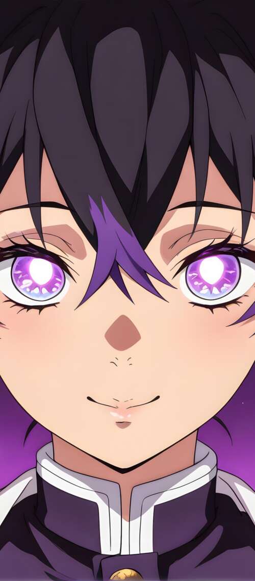 Shinobu Kocha from Demon Slayer: Kimetsu no Yaiba with glowing purple eyes and butterfly... Blackview XPLORE 1 Pro download free phone wallpaper