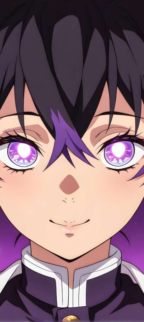 Shinobu Kocha from Demon Slayer: Kimetsu no Yaiba with glowing purple eyes and butterfly... Infinix Smart 10 lock screen wallpaper